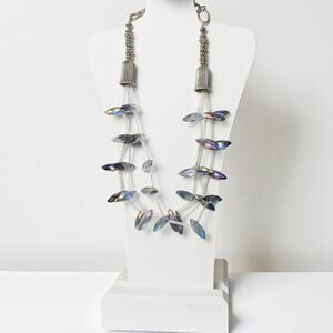 ANTHONY ALEXANDER Triple Strand Purple  Blue Faceted Crystal Unique Necklace